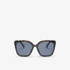 Womens Plastic Oversized Square Tortoise Sunglasses